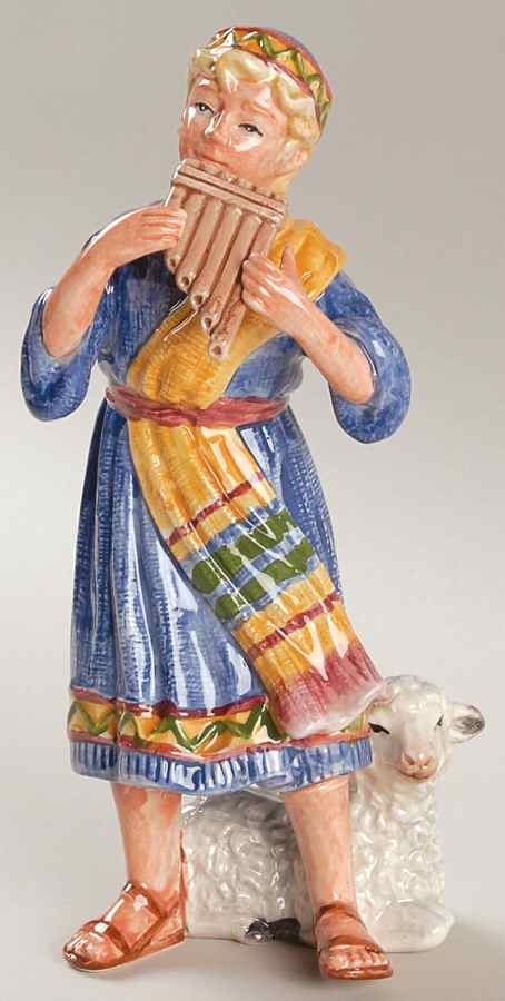 Nativity Figurines Shepherd W/ Pan Flute - Boxed by Fitz & Floyd-1