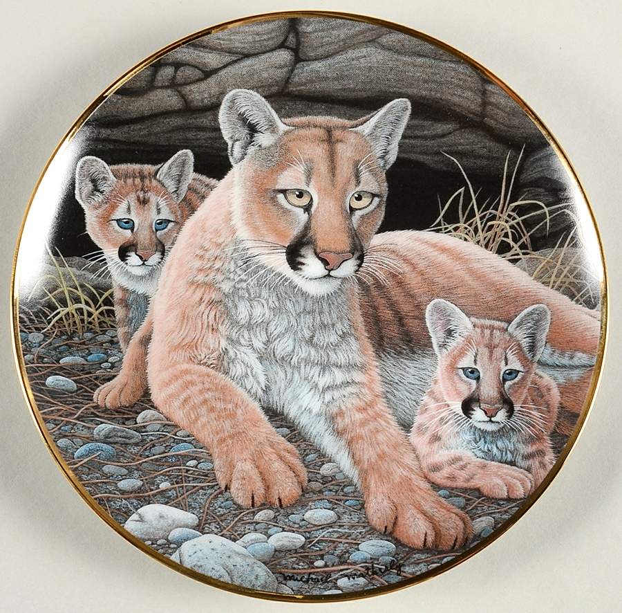 Majestic Cats Mountain Lions - No Box by Franklin Mint-1