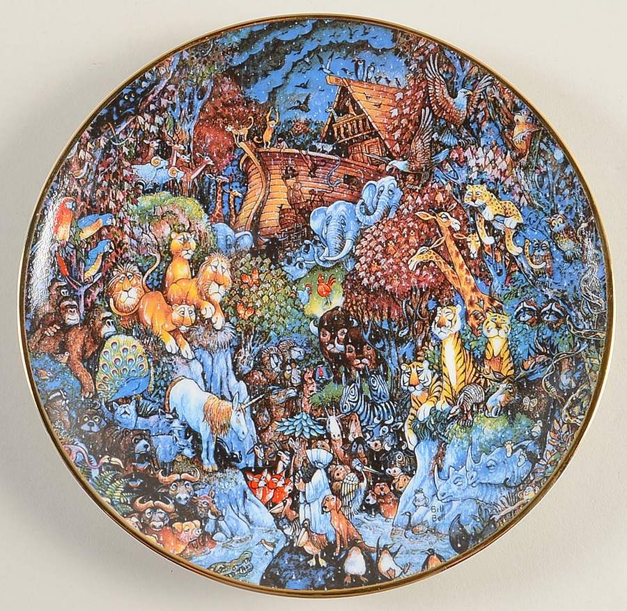 Bibical Scenes By Bill Bell for Franklin Mint The Rain Begins - No Box by Franklin Mint-1