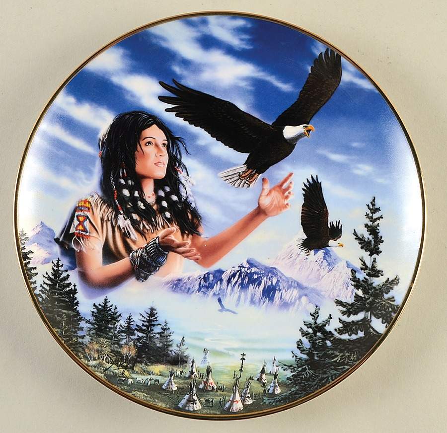 Nature's Eternal Spirit Maiden Of The Majestic Eagle - No Box by Franklin Mint-1