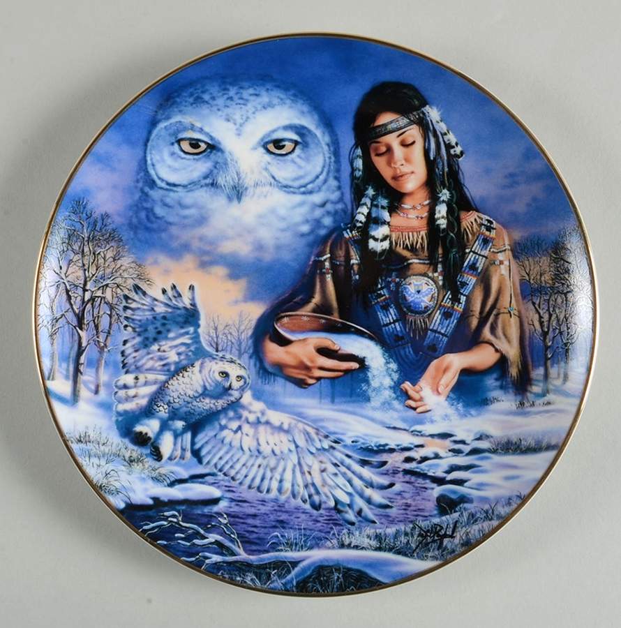 Nature's Eternal Spirit Maiden Of The Mystical Owl - No Box by Franklin Mint-1