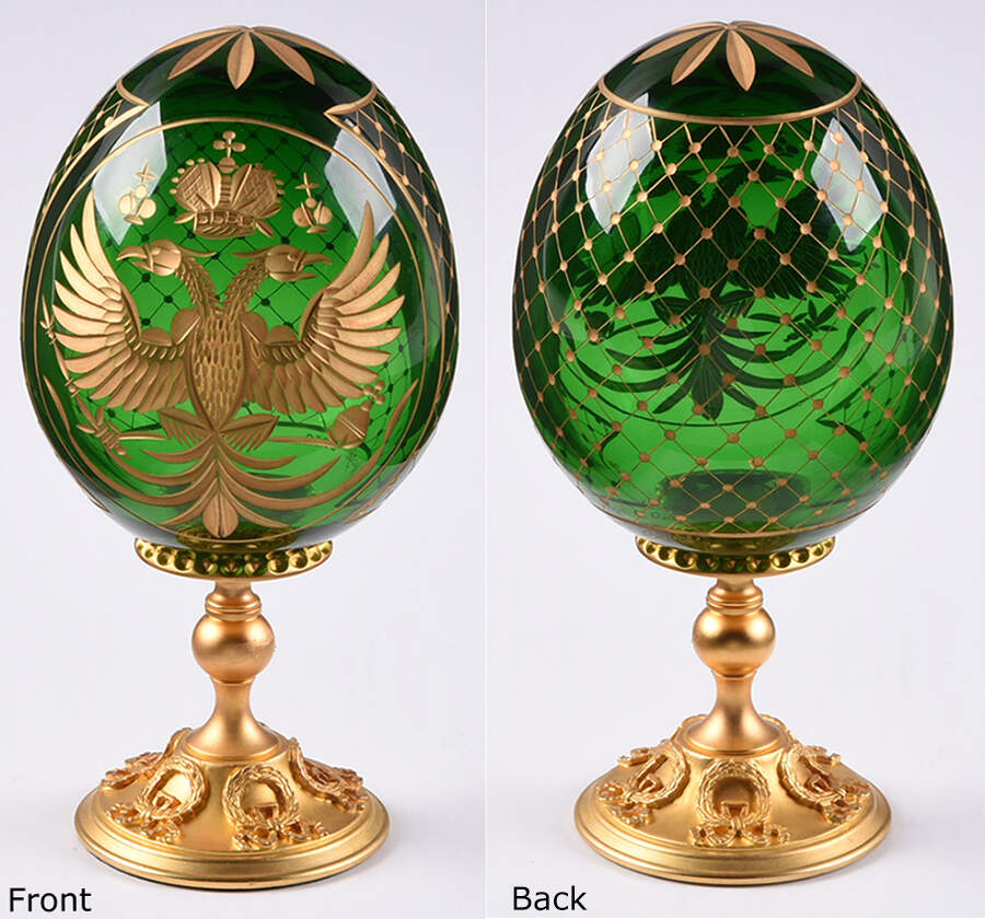 Faberge Crystal Egg Double Eagle-Emerald - Boxed by Faberge-1
