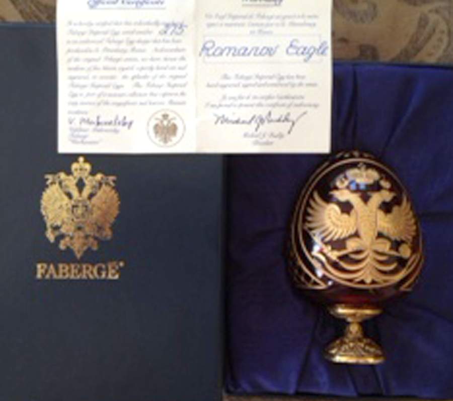 Faberge Crystal Egg Romanov Eagle-Royal Ruby - Boxed by Faberge-1