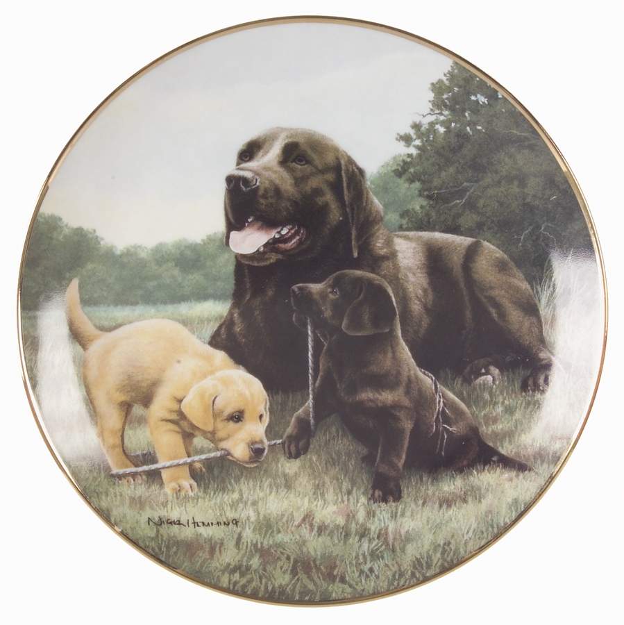 Labradors-Nigel Hemming Play Time - No Box by Franklin Mint-1
