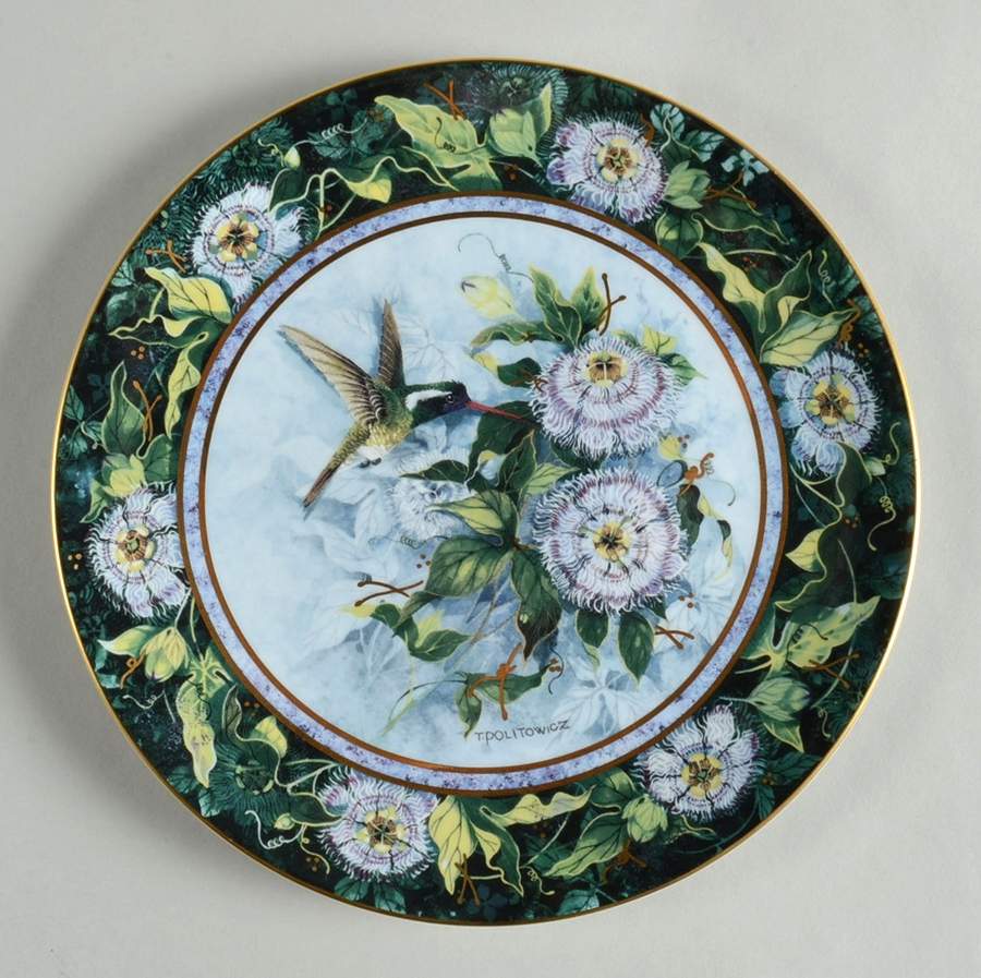 Hummingbirds-Politowicz The White-Eared Hummingbird - No Box by Franklin Mint-1