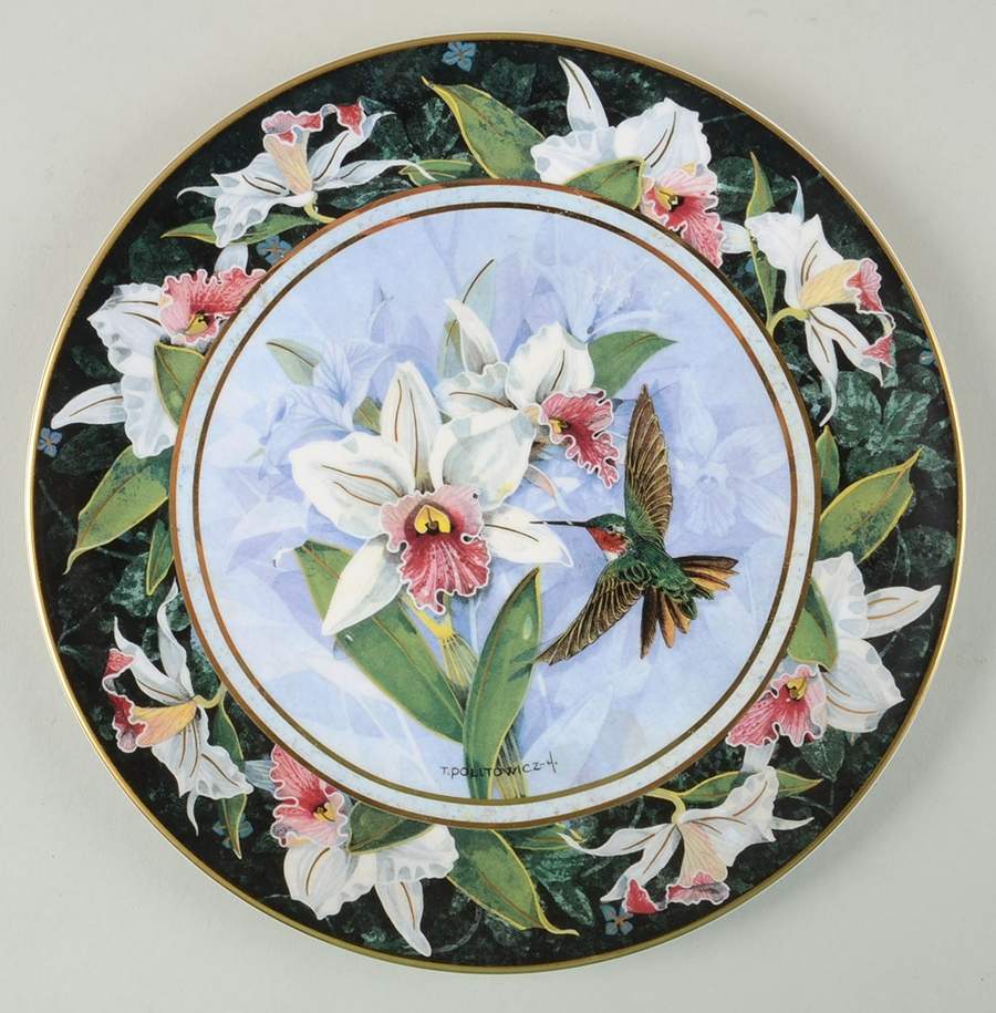 Hummingbirds-Politowicz White Bellied Woodstars Hummin - No Box by Franklin Mint-1