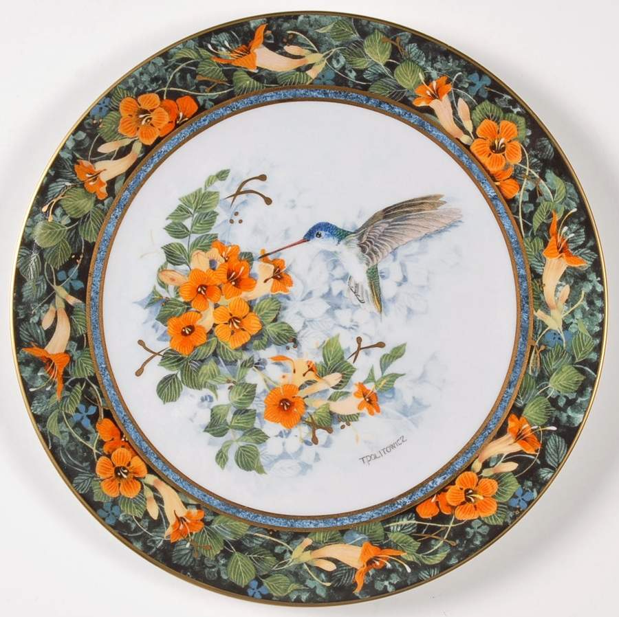 Hummingbirds-Politowicz The Violet-Crowned Hummingbird - No Box by Franklin Mint-1