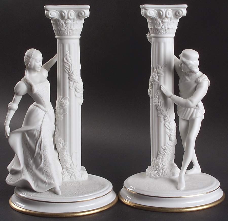Romeo and Juliet Giftware Romeo & Juliet Candlestick Pair - Boxed by Franklin Mint-1