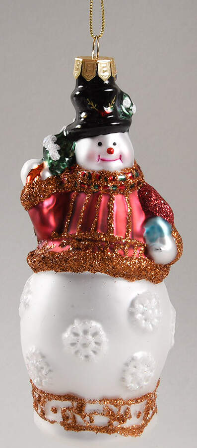 Fitz & Floyd Blown Glass Ornament Snowflake Snowman - Boxed by Fitz & Floyd-1