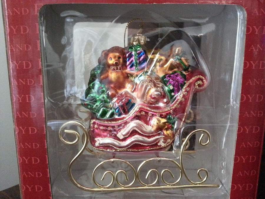 Fitz & Floyd Blown Glass Ornament Red Sleigh Ornament - Boxed by Fitz & Floyd-1