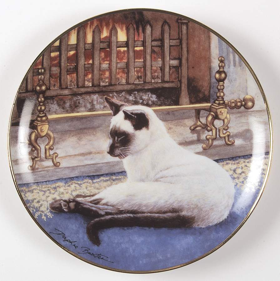 Daphne Baxter Cats Slumbering Siamese - No Box by Franklin Mint-1