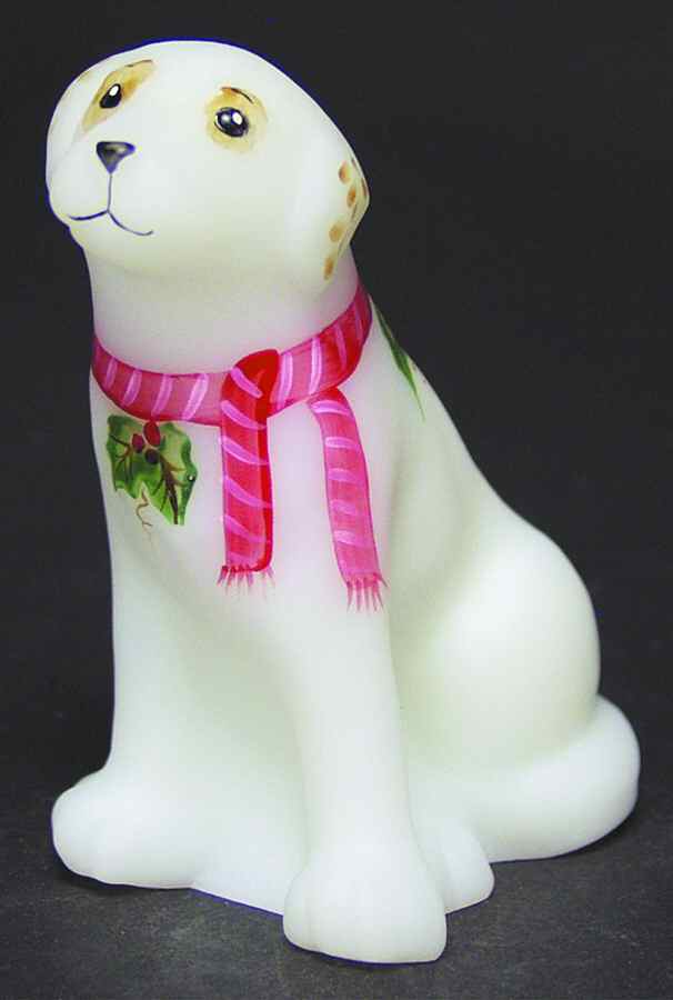 Fenton Christmas Figurines Christmas Pup - No Box by Fenton-1