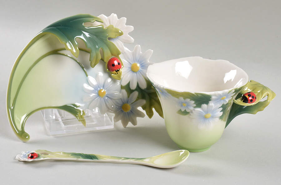 Lady Bug Cup And Saucer W/ Spoon - With Box by Franz Collection-1