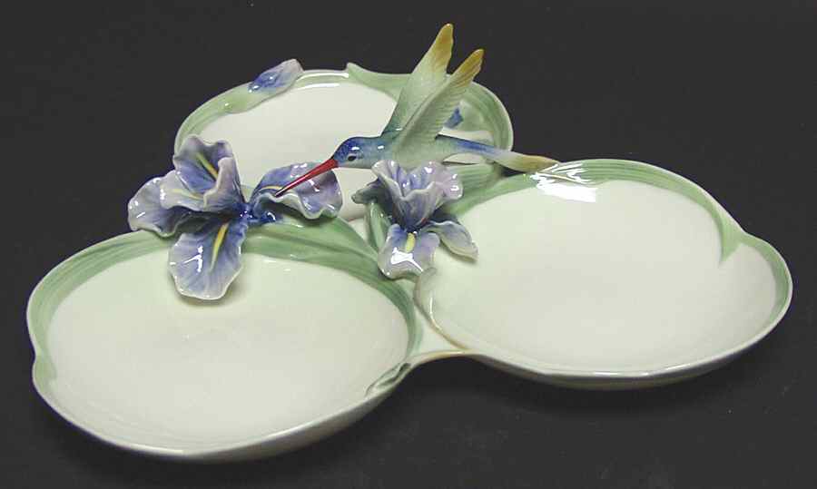 Long Tail Hummingbird Tidbit Dish-3 Part - Boxed by Franz Collection-1