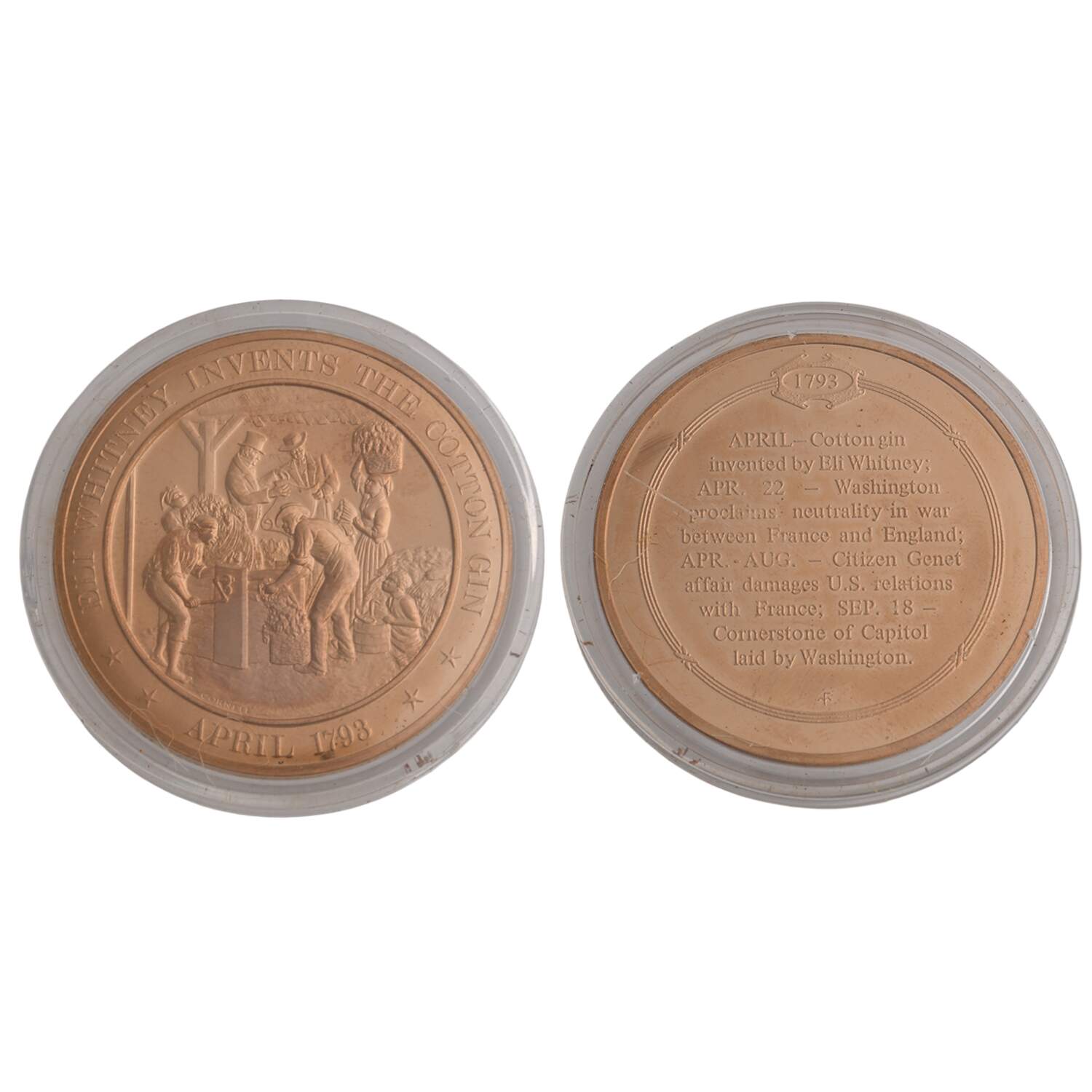 History of the United States-Proof Set 1793-Eli Whitney Invents The Cotton Gin - No Box by Franklin Mint-1
