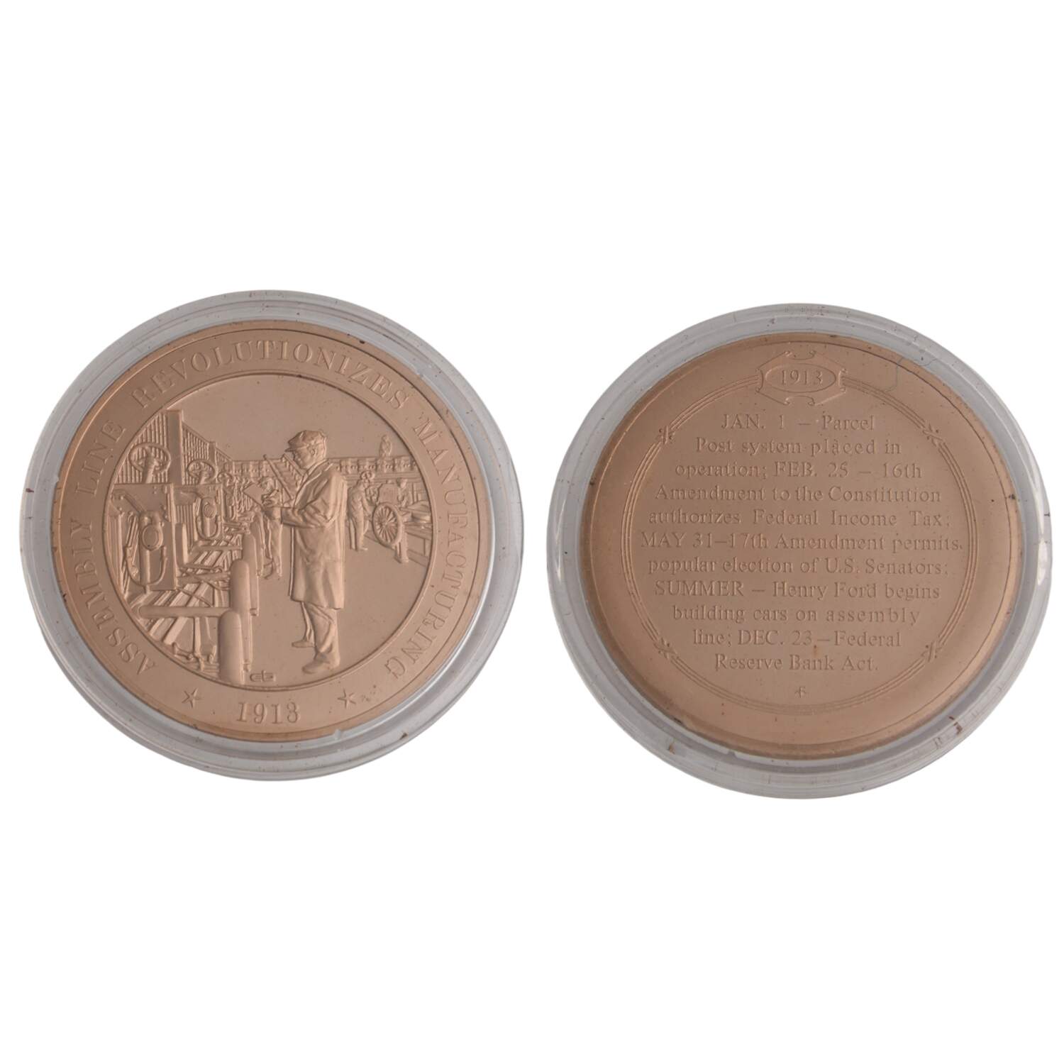 History of the United States-Proof Set 1913-Assembly Line Revolutionizes Manufa - No Box by Franklin Mint-1
