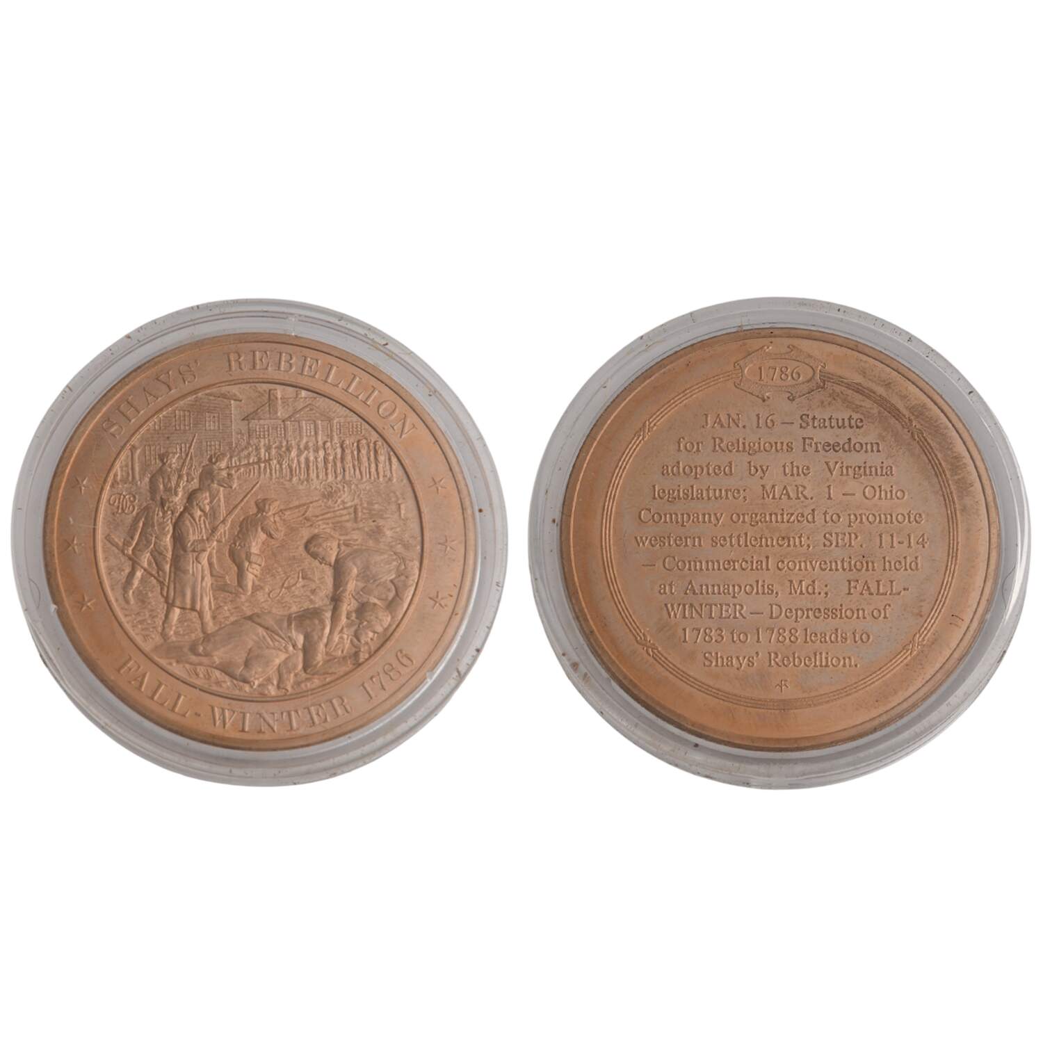 History of the United States-Proof Set 1786 - Shays' Rebellion - No Box by Franklin Mint-1