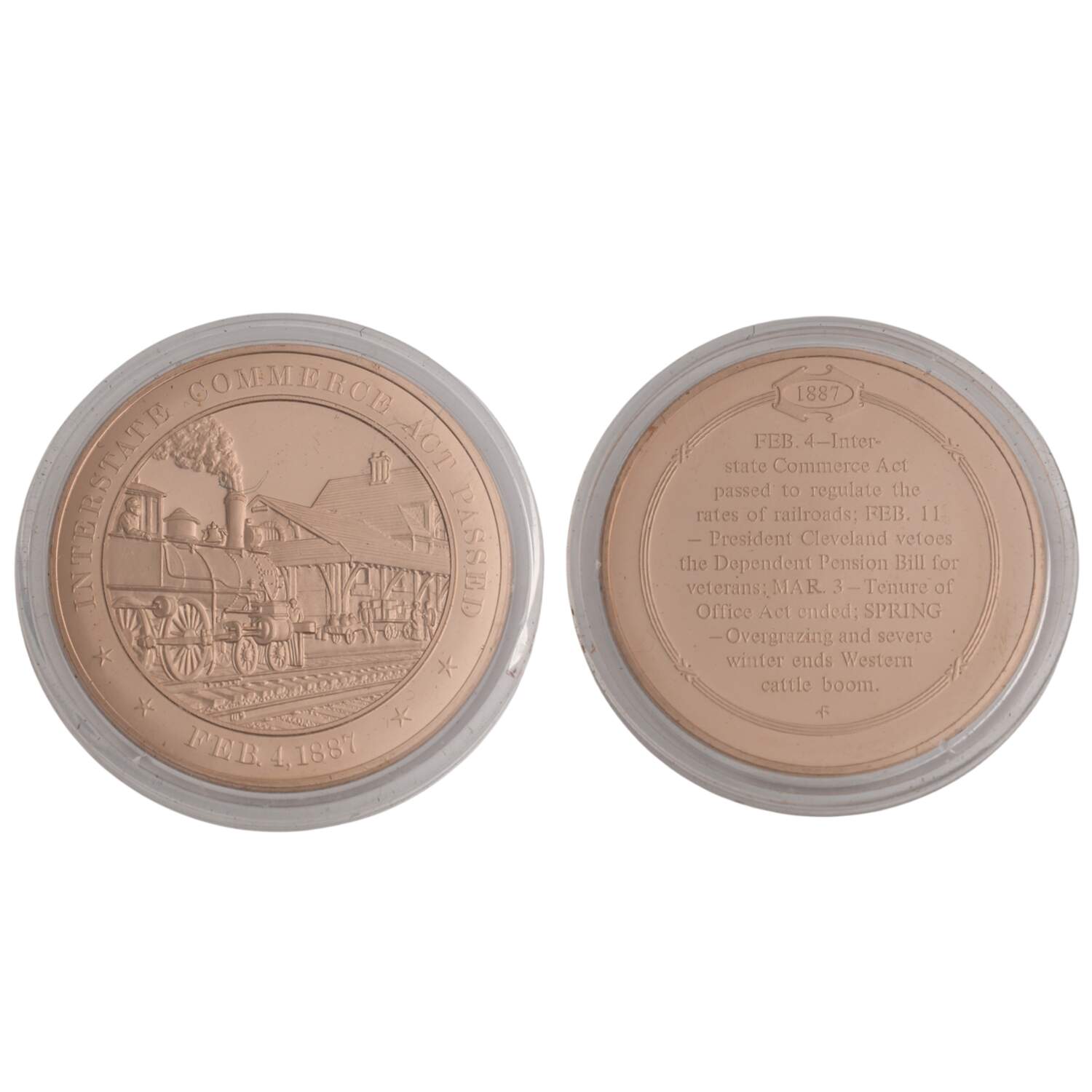 History of the United States-Proof Set 1887- Interstate Commerce Act Passed - No Box by Franklin Mint-1