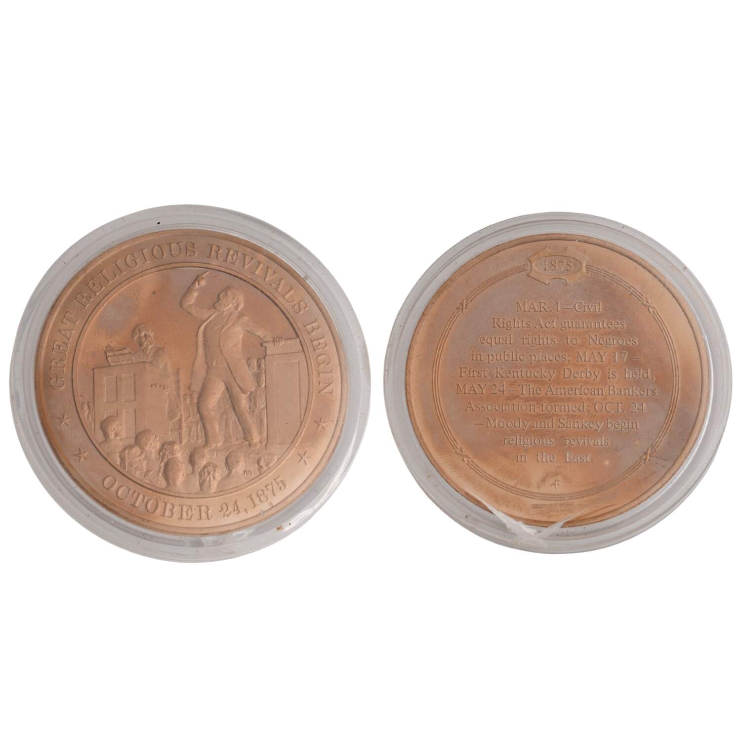History of the United States-Proof Set 1875 - Great Religious Revivals Begin - No Box by Franklin Mint-1