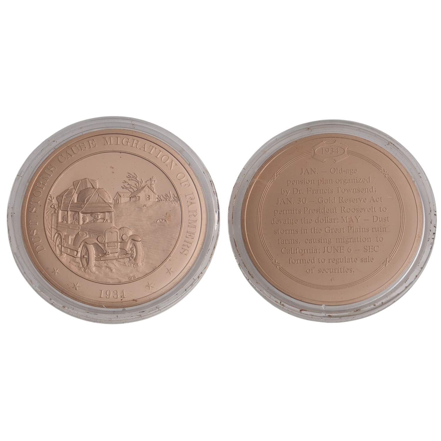 History of the United States-Proof Set 1934 - Dust Storms Cause Migration - No Box by Franklin Mint-1