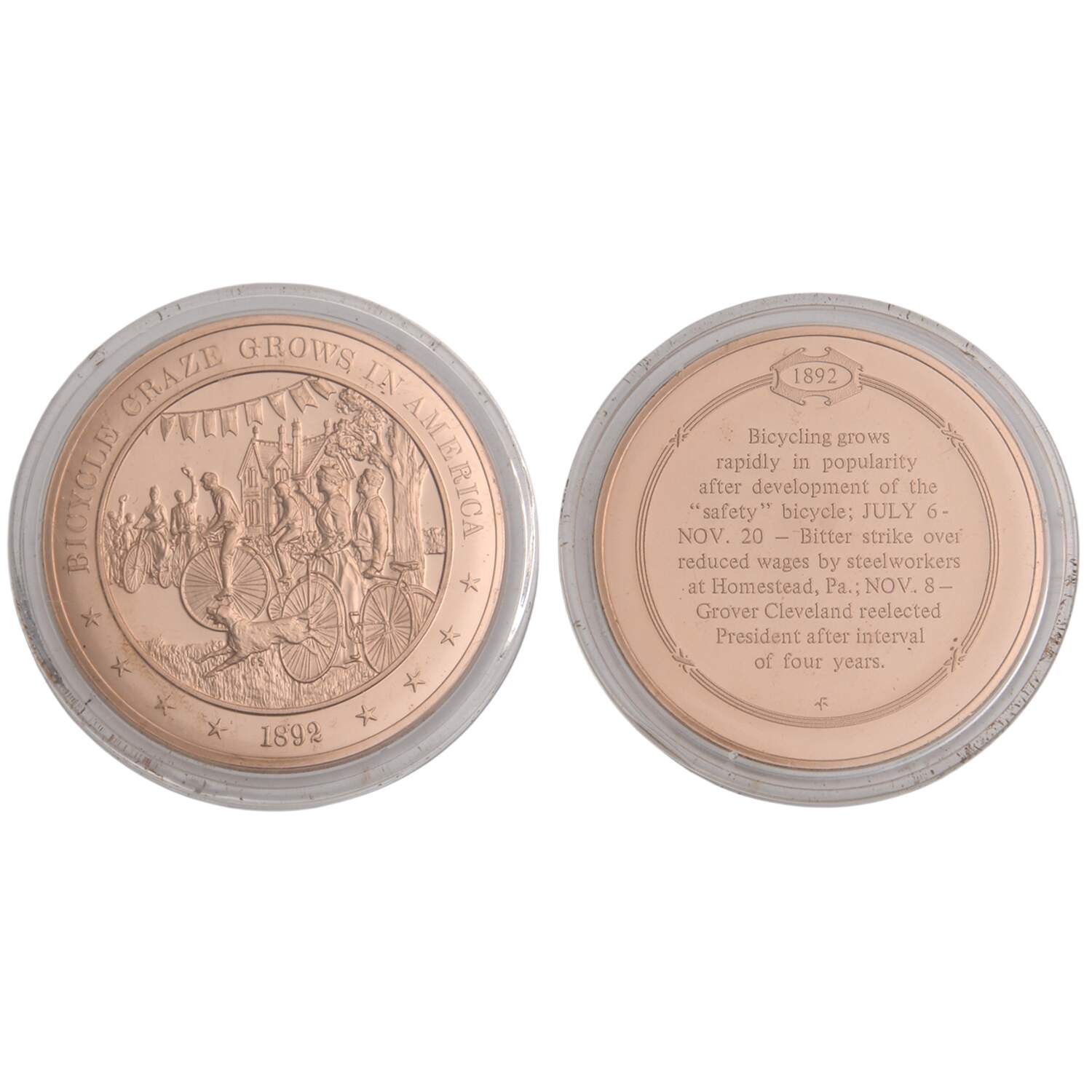 History of the United States-Proof Set 1892 - Bycycle Craze Grows - No Box by Franklin Mint-1