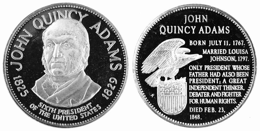 Presidential Medallion-Silver Clad John Quincy Adams - No Box by Franklin Mint-1