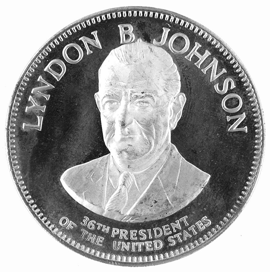 Presidential Medallion-Silver Clad Lyndon B Johnson - No Box by Franklin Mint-1