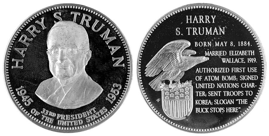 Presidential Medallion-Silver Clad Harry S Truman - No Box by Franklin Mint-1