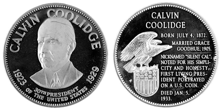 Presidential Medallion-Silver Clad Calvin Coolidge - No Box by Franklin Mint-1