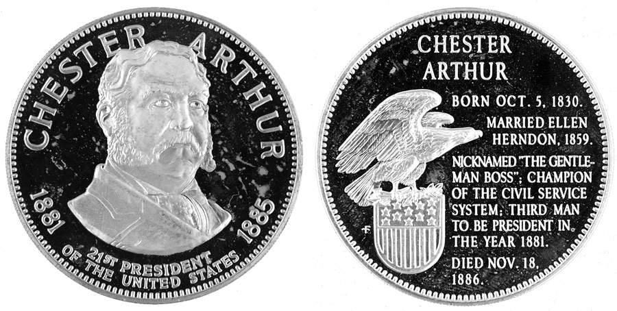 Presidential Medallion-Silver Clad Chester Arthur - No Box by Franklin Mint-1