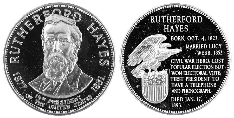 Presidential Medallion-Silver Clad Rutheford B Hayes - No Box by Franklin Mint-1