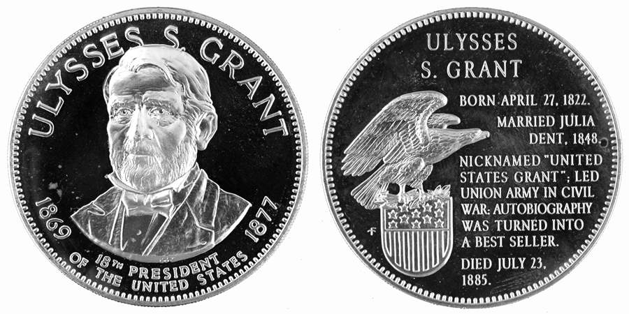 Presidential Medallion-Silver Clad Ulysses S Grant - No Box by Franklin Mint-1