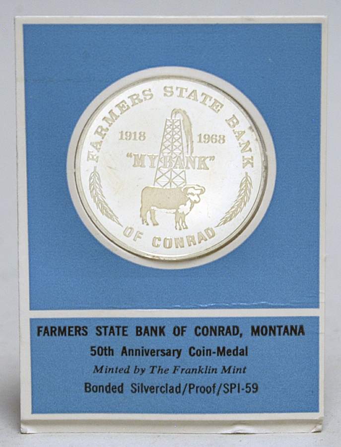 Frankin Mint Proof Medallion Farmers State Bank Of Conrad - No Box by Franklin Mint-1