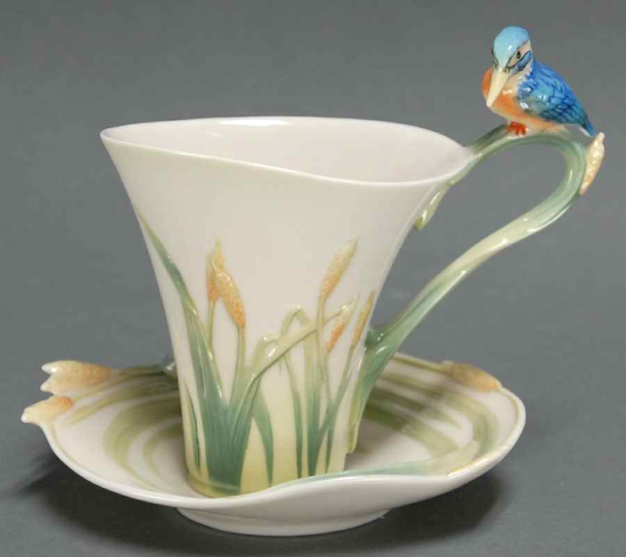 Iridescence Kingfisher Cup & Saucer - No Box by Franz Collection-1