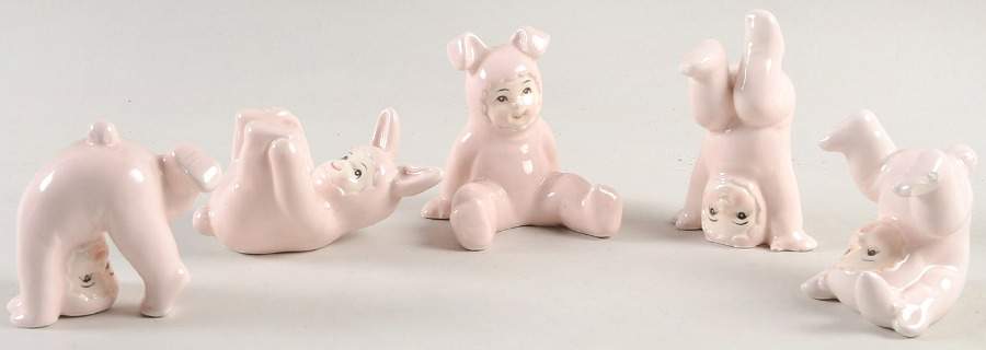 Fitz & Floyd Figurines Baby Bunting-Tumbling/Pink-Set 5 - No Box by Fitz & Floyd-1