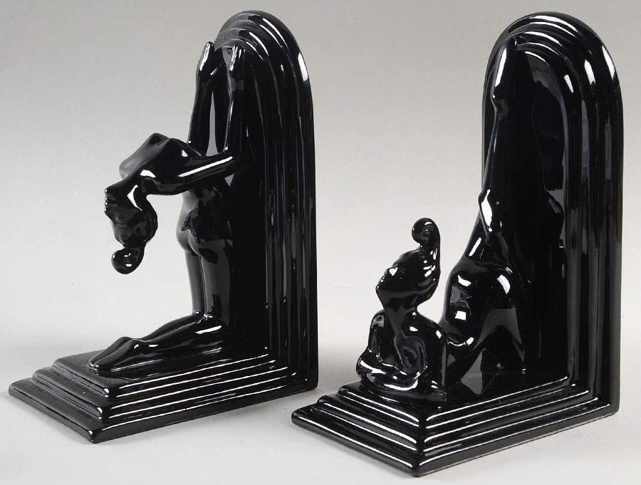 Book Ends Deco Lady-Black - No Box by Fitz & Floyd-1