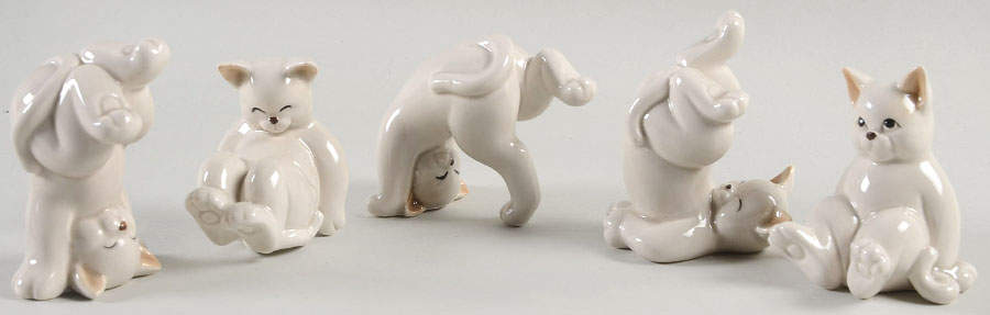 Fitz & Floyd Figurines Set Of 5 Tumbling Kittens - No Box by Fitz & Floyd-1