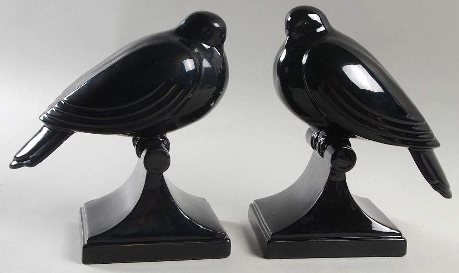 Book Ends Art Deco Pigeons-Black - No Box by Fitz & Floyd-1