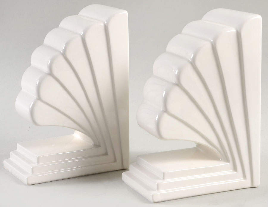Book Ends Deco Shell-White - No Box by Fitz & Floyd-1