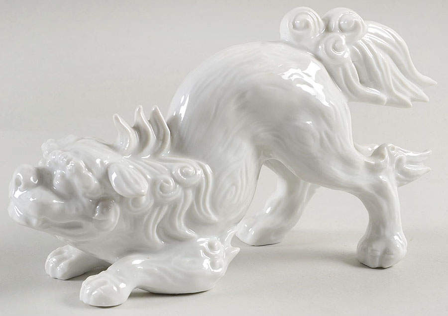 Fitz & Floyd Figurines Foo Dog-White (Tail Down) - No Box Nb71b by Fitz & Floyd-1