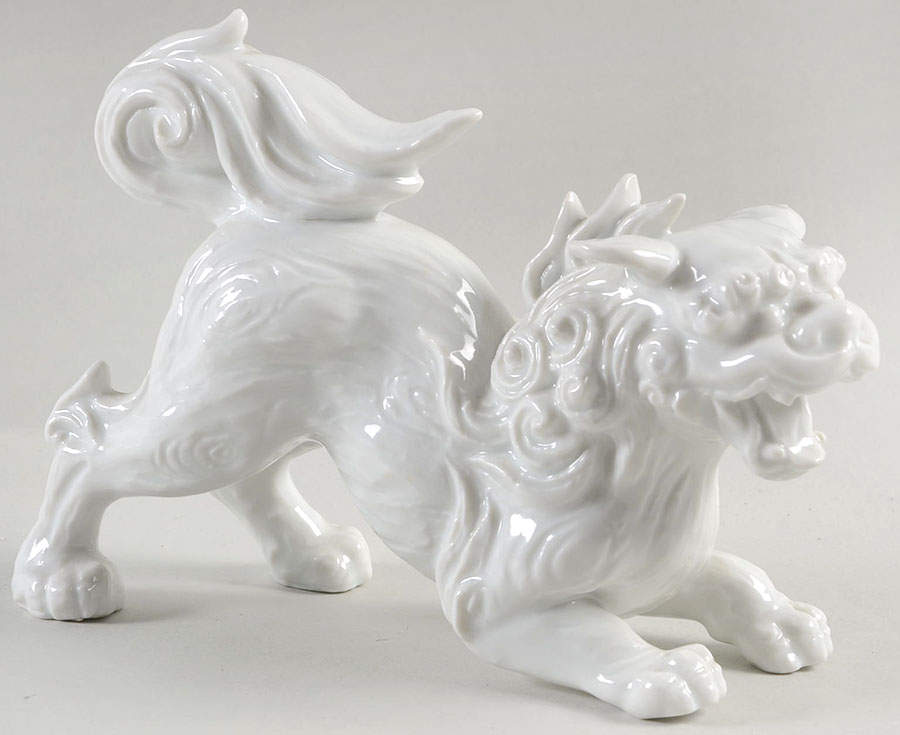 Fitz & Floyd Figurines Foo Dog-White (Tail Up) - No Box Nb71a by Fitz & Floyd-1
