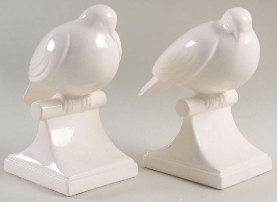Book Ends Art Deco Pigeons-White - No Box by Fitz & Floyd-1