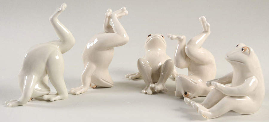 Fitz & Floyd Figurines (Set Of 5) Tumbling Frogs - No Box by Fitz & Floyd-1