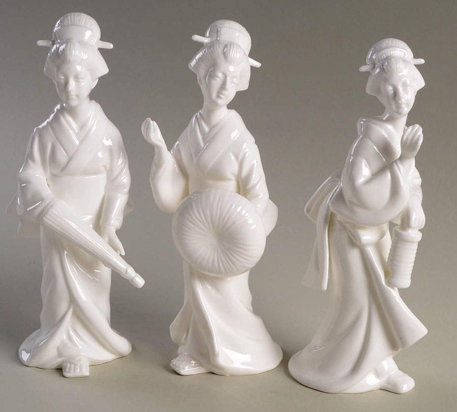 Fitz & Floyd Figurines Geishas-Set Of 3-White - No Box by Fitz & Floyd-1