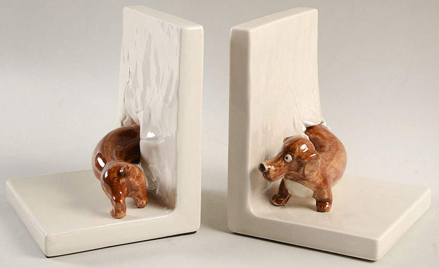 Book Ends Dachshund Through The Wall - No Box by Fitz & Floyd-1