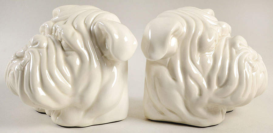 Book Ends Bulldog Head-White - No Box by Fitz & Floyd-1