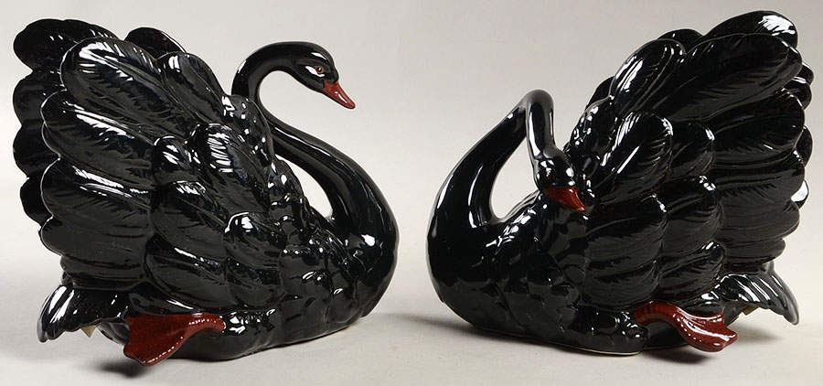 Book Ends Swan-Black - No Box by Fitz & Floyd-1
