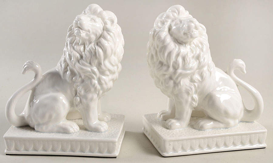 Book Ends Lion-White - No Box by Fitz & Floyd-1