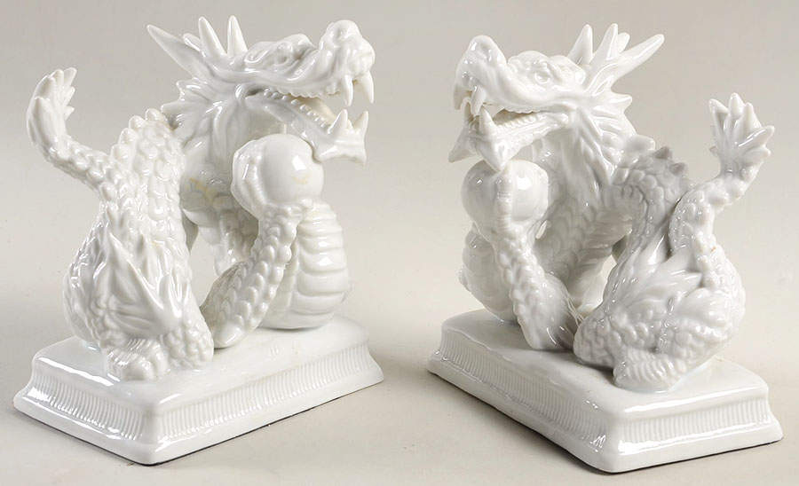 Book Ends Dragon-White - No Box by Fitz & Floyd-1