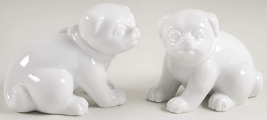 Fitz & Floyd Figurines Bulldog Pair-White - No Box by Fitz & Floyd-1